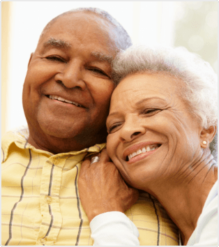 Smiling older man and woman